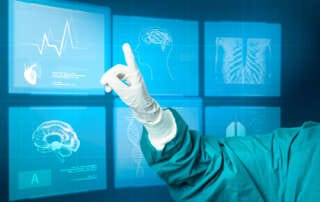 ilustracao de um medico utilizando inteligencia artificial para detecção de doenças