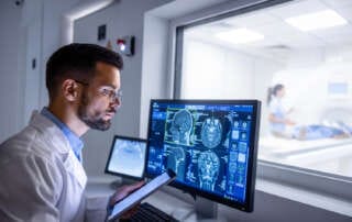 médico utilizando softwares de inteligência artificial na medicina
