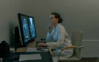 medica analisando laudo de radiologia