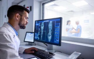 técnico realizando exame de radiologia